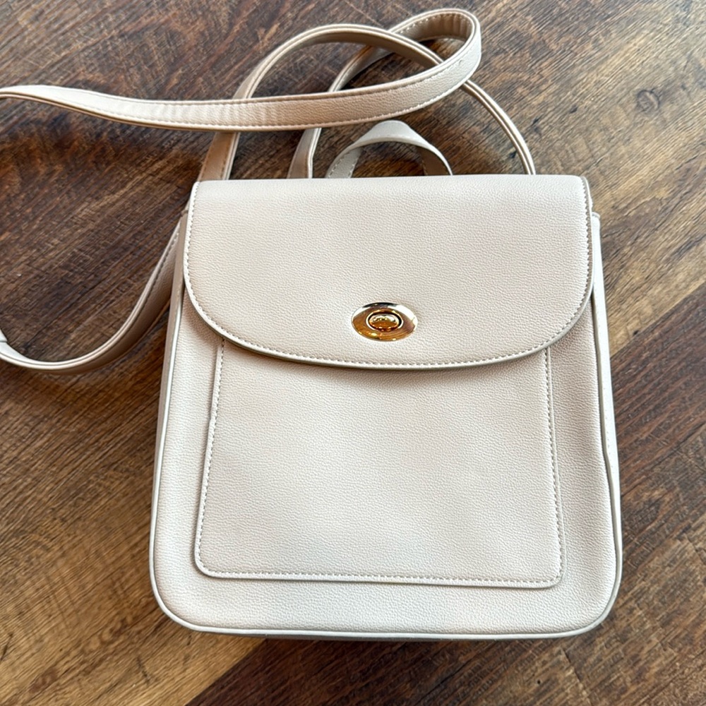 Madison West Cream Leather Backpack Purse with Gold Hardware (NWOT)